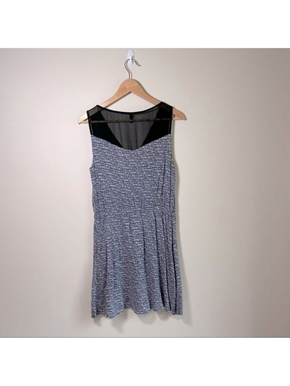 NAF NAF Gray Black Viscose Sheer Fit and Flare Dress Small